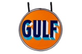 Gulf Porcelain Sign In Metal Hanging Frame