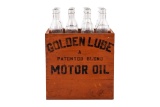 Golden Lube Motor Oil Crate & 12 Tall Oil Bottles