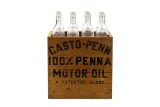 Castro-Penn Motor Oil Crate & 12 Tall Oil Bottles