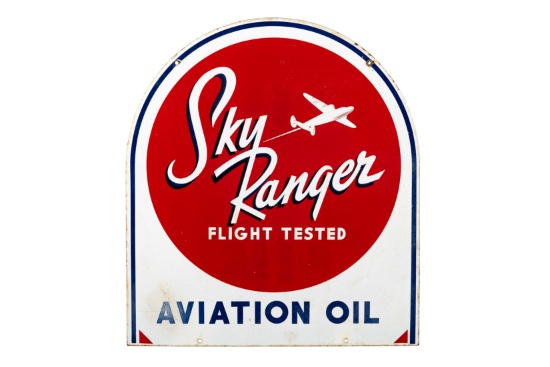Sky Ranger Aviation Oil Porcelain Tombstone Sign