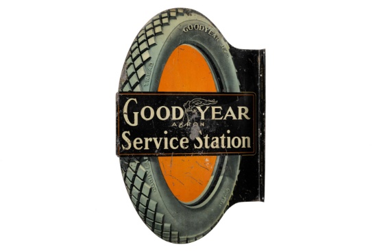 Early Goodyear Service Station Tin Flange Sign