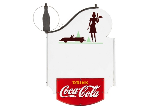 Coca-cola Car Hop Porcelain Hanging Sign