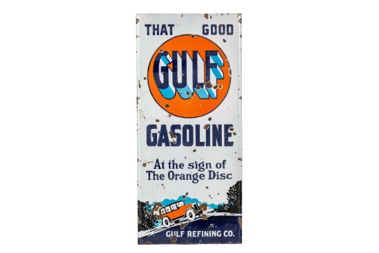 That Good Gulf Gasoline Porcelain Lighthouse Sign