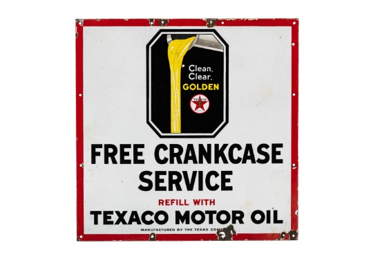 Texaco Free Crankcase Service Porcelain Sign