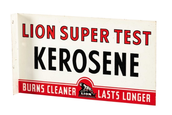 Lion Super Test Kerosene Tin Flange Sign