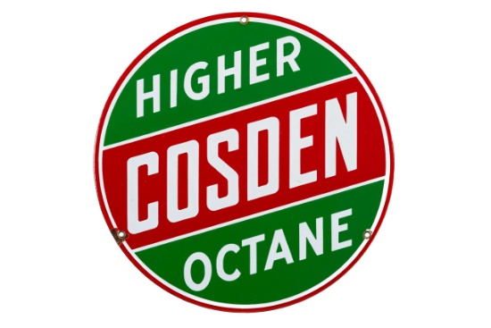 Cosden Higher Octane Porcelain Gas Pump Plate