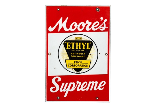 Moore's Ethyl Supreme Porcelain Gas Pump Plate