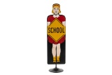 School Girl In Red Dress Curb Sign 