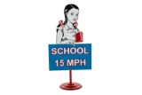 School Girl 15 MPH Curb Sign 