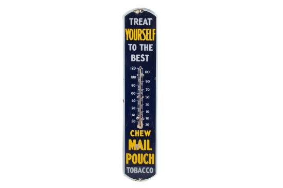 Mail Pouch Tobacco Porcelain Thermometer.