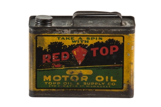 Red Top Motor Oil Half Gallon Oil Can