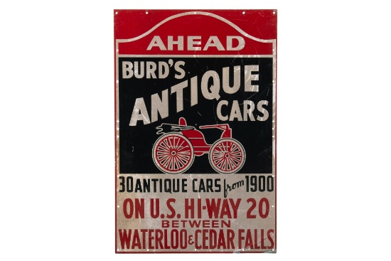 Burd's Antique Cars Tin Sign