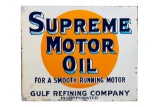Early Gulf Supreme Motor Oil Porcelain Flange Sign