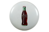 White Coca Cola Porcelain Button With Bottle