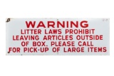 Warning Litter Laws Porcelain Sign