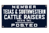 Member Texas Cattle Raisers Porcelain Sign
