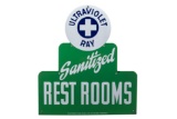 Rare Sinclair Sanitized Rest Rooms Porcelain Sign
