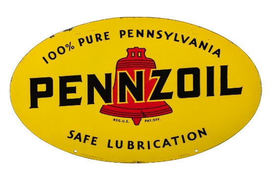 Pennzoil Safe Lubrication Porcelain Sign