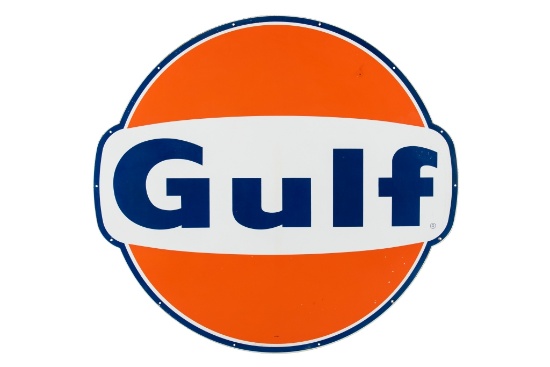 Gulf Porcelain Pole Sign With Dog Ears