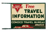 Rare Conoco Travel Information Bureau Tin Sign