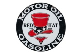 Red Hat Gasoline & Motor Oil Porcelain Sign