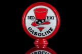 Rare Red Hat Gasoline Gas Pump Globe