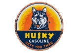 Rare Husky Gasoline Porcelain Sign