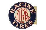 Racine Tires Tin Flange Sign Nos