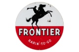 Frontier Rarin' To Go Gasoline Porcelain Sign