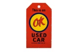 Chevrolet Ok Used Cars Porcelain Ticket Sign Large