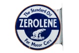 Zerolene For Motor Cars Porcelain Flange Sign