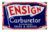 Ensign Carburetor Sales & Service Porcelain Sign