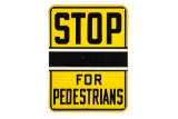 Stop For Pedestrians Porcelain Sign