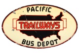 Pacific Trailways Bus Depot Porcelain Sign