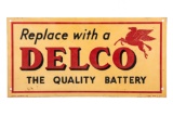Mobil Oil Delco Battery Tin Sign