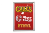 Curts Oil Ethyl Gasoline Tin Gas Pump Plate