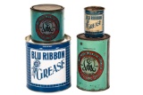 Lot Of 4 Blue Ribbon & Whitmore's Grease Cans