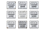 Lot Of 9 Contains Lead Porcelain Signs