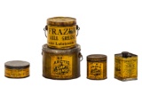 Lot Of 5 Early Standard Artic & Frazer Grease Cans