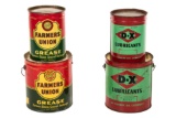 Lot Of 4 Dx & Farmers Union Grease Cans