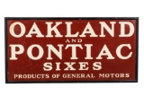 Rare Oakland Pontiac Sixes Tin Sign