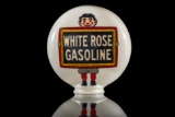 Early White Rose Gasoline One Piece Gas Pump Globe