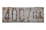 Very Early 1906-1909 Illinois License Plate