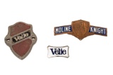 Lot Of 3 Rare Velie & Moline Knight Badges