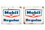 2 Mobil Regular Gasoline Porcelain Gas Pump Plates