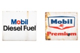 Mobil Premium & Diesel Fuel Porcelain Pump Plates