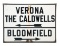 Verona The Cadwells & Bloomfield N.J. Marker Sign