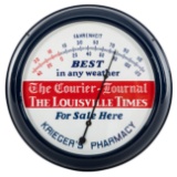 Krieger's Pharmacy Porcelain Faced Thermometer