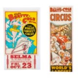 Lot Of 2 Clyde Beatty & Cole Bros. Circus Posters