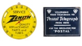 Zenith Thermometer & Postal Telegraph Flange Sign